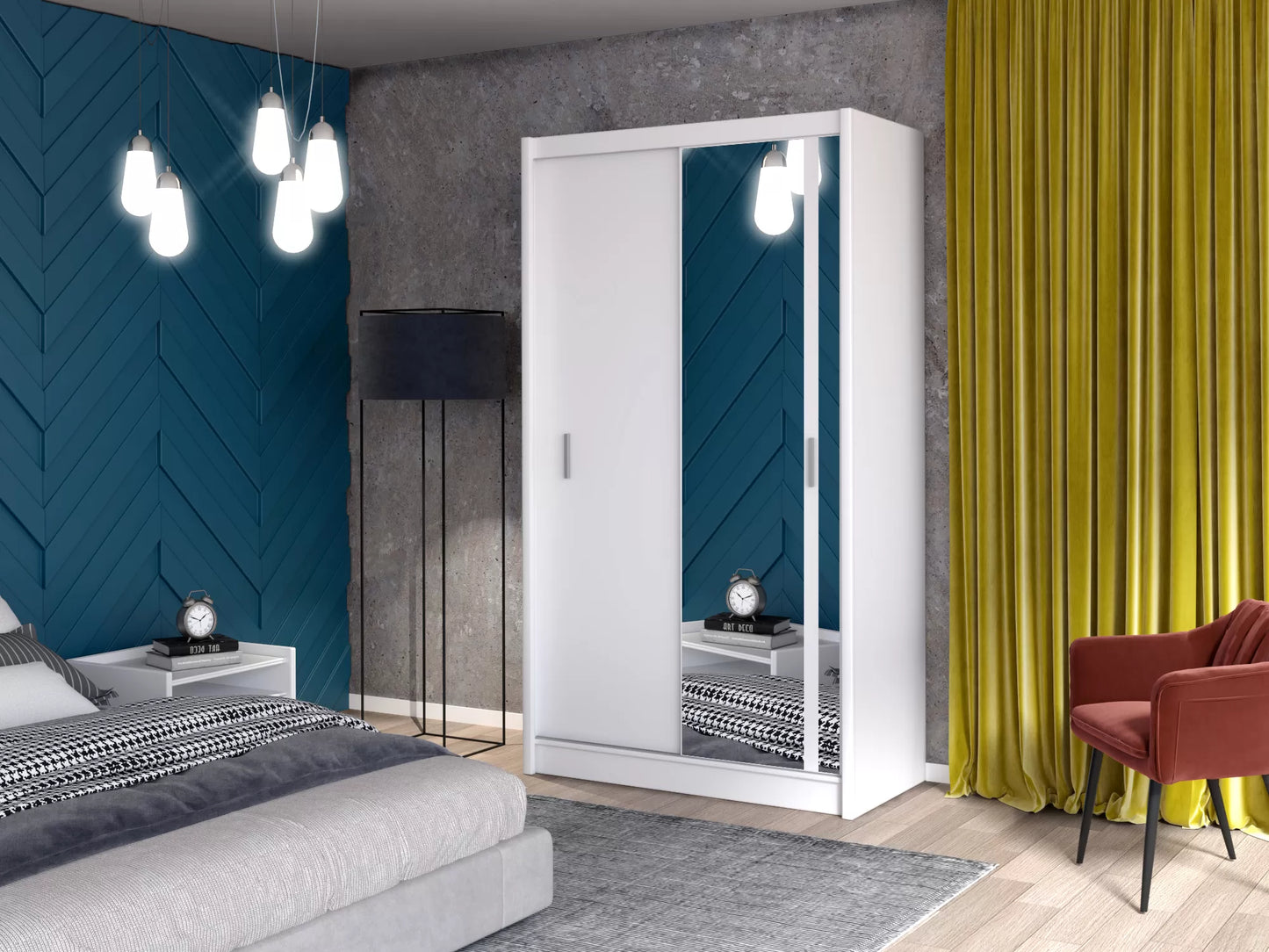 Szafa Solo 120 przesuwna biała lustro