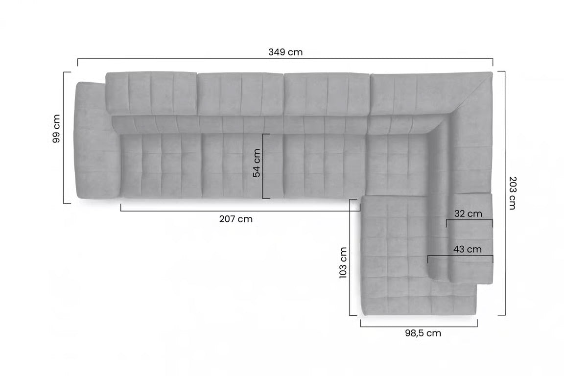 Narożnik Valoris Max iz funkcją spania lewostronny - grafitowy welur hydrofobowy Zetta 305