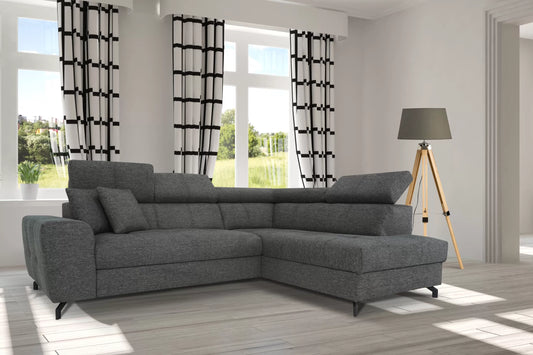 Narożnik Venice prawy ruchome zagłówki szary