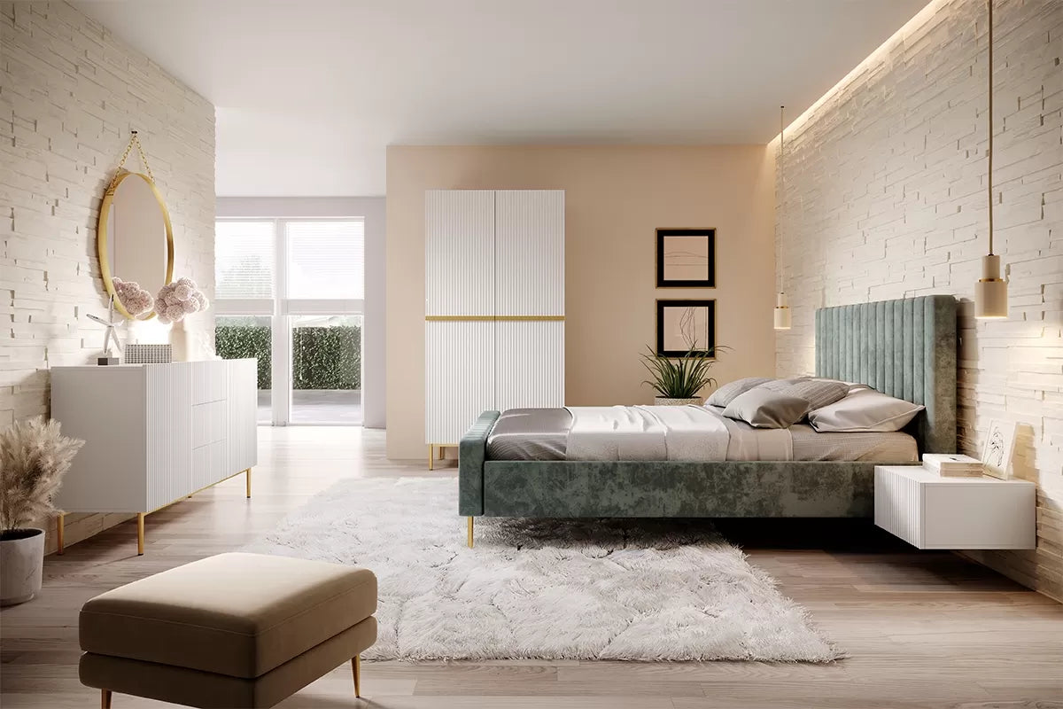 Szafa Nicole dwudrzwiowa biały mat złote nogi