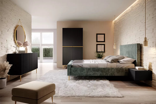 Szafa Nicole dwudrzwiowa czarna złote nogi