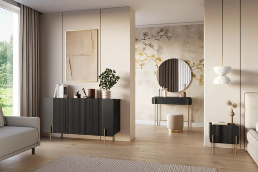 Szafka nocna Malmi czarna nóżki złote