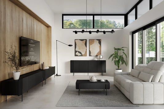 Szafka RTV Malmi 200 czarna metalowe nóżki