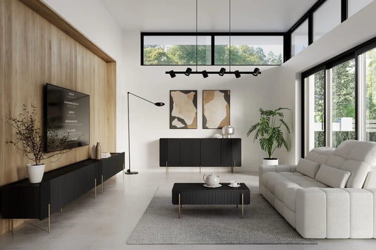 Szafka RTV Malmi 200 czarna złote nóżki