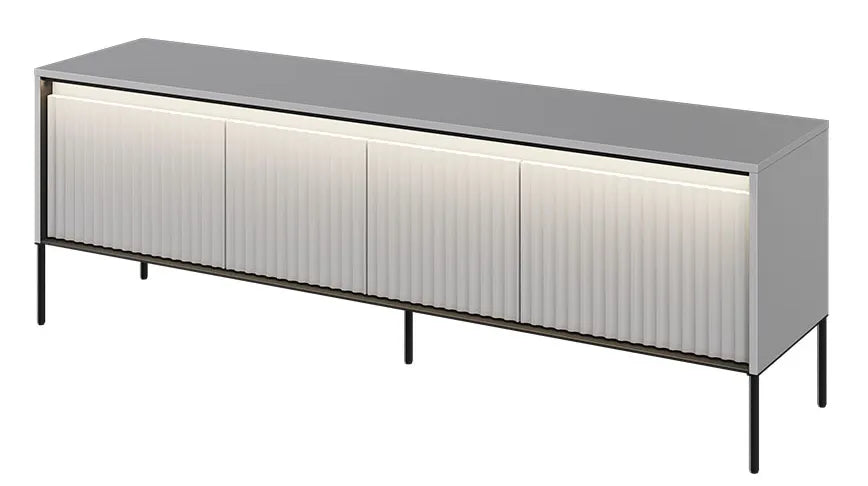 Szafka RTV Trend z oświetleniem frez szara