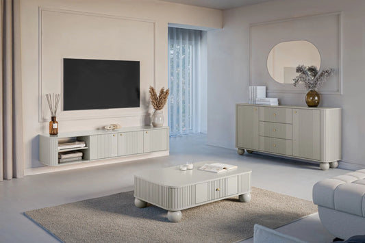 Szafka RTV Vesper wisząca cashmere złote uchwyty