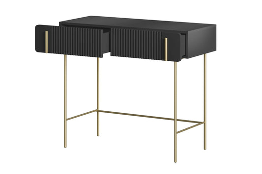 Toaletka Malmi czarna metalowe złote nóżki