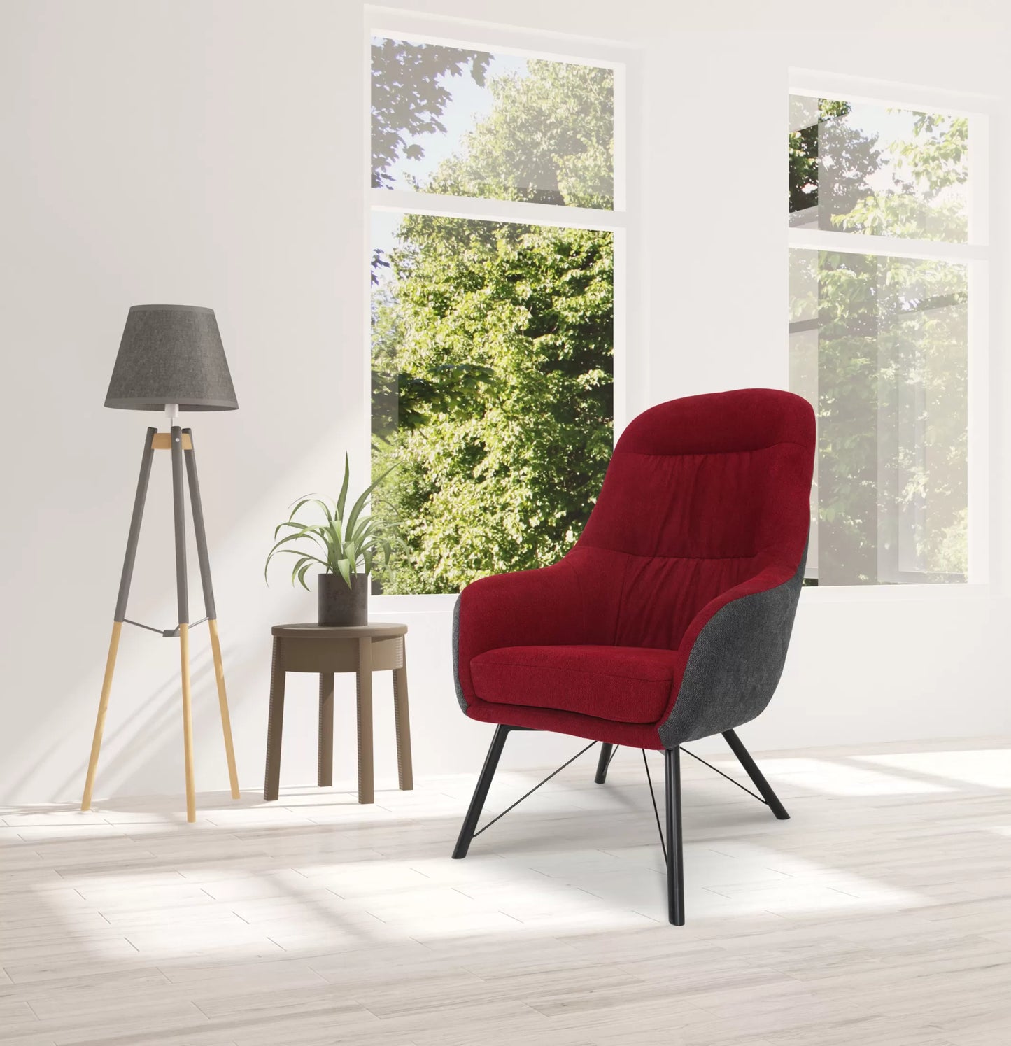 Fotel Duo czerwony metalowe nogi