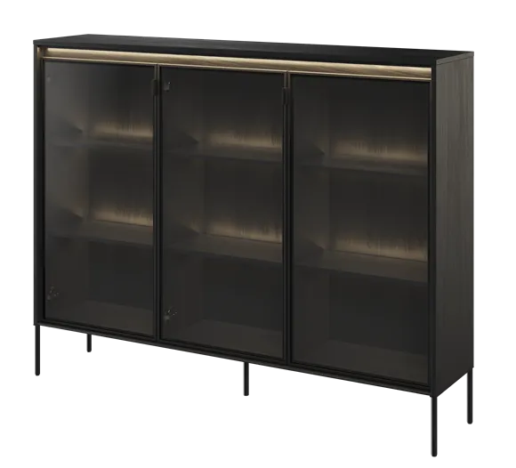 Witryna Trend oszklona metalowe nogi czarna