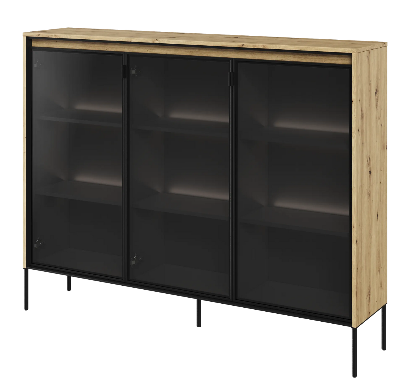 Witryna Trend oszklona metalowe nogi dąb artisan