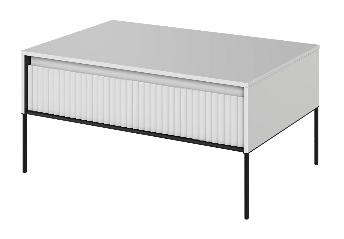 Stolik kawowy Trend biały frez metalowe nogi