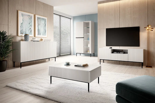 Witryna Nicole biały mat czarne nóżki