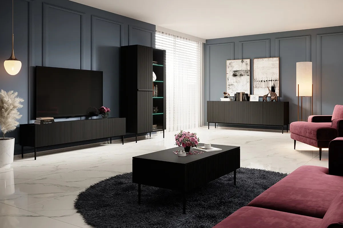 Witryna Nicole czarny mat czarne detale