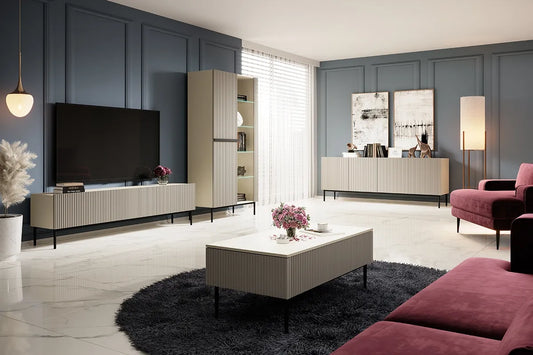 Witryna Nicole oszklona cashmere czarne nóżki