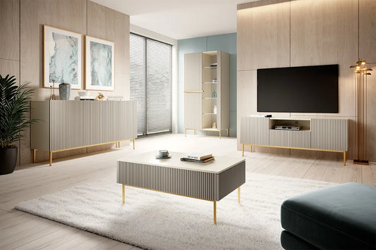 Witryna Nicole oszklona cashmere złote nóżki