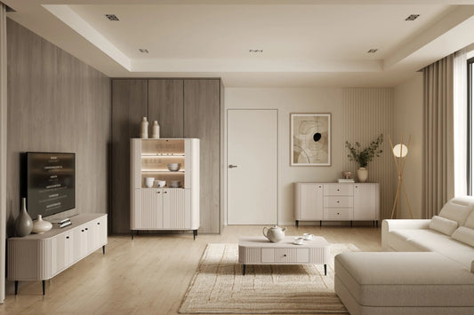 Witryna Vesper cashmere czarne nogi dwudrzwiowa