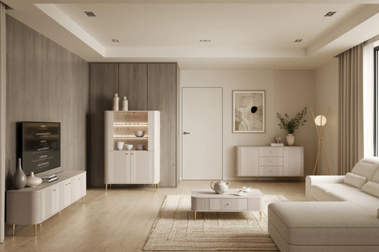 Witryna Vesper orzech cashmere złote nogi dwudrzwiowa