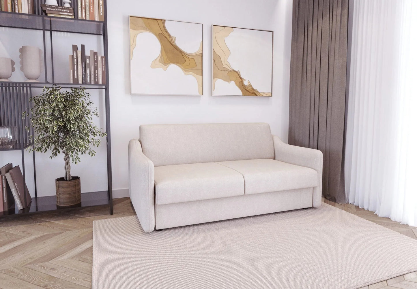 Sofa Mario stelaż włoski beżowa kanapa rozkładana