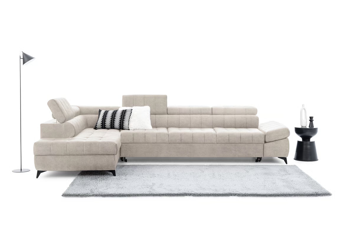 Narożnik lewostronny Valoris Maxi z funkcją spania - beżowy szenil Perfect Harmony 07