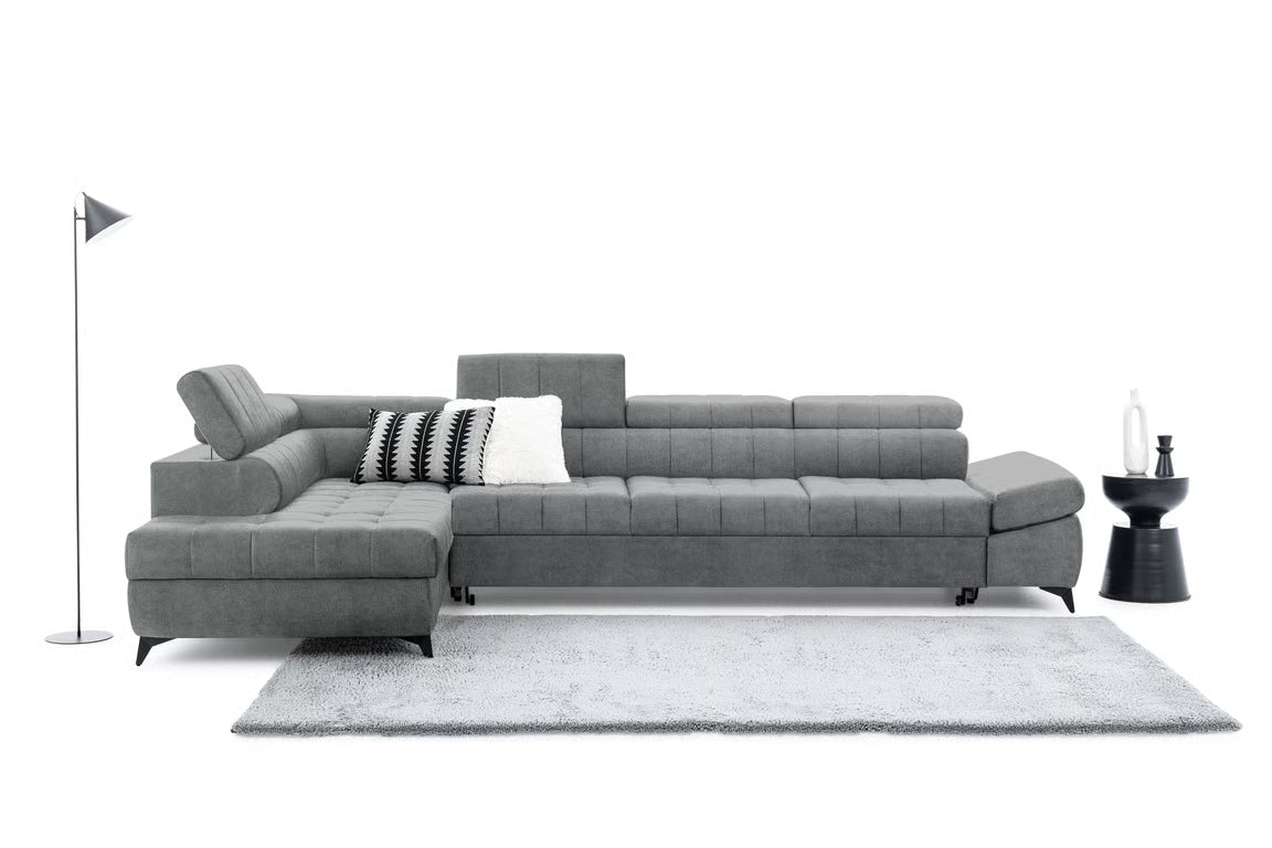 Narożnik lewostronny Valoris Maxi z funkcją spania - szary szenil Perfect Harmony 85