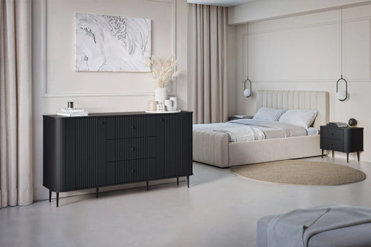 Szafki nocne Vesper czarne ryflowane