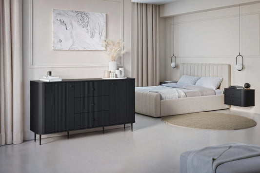 Szafki nocne Vesper wiszące czarne ryflowane