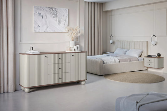 Szafki nocne Vesper wiszące orzech cashmere detale czarne