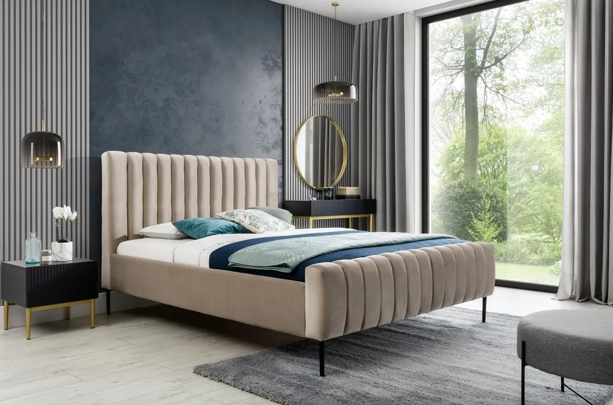 Łóżko Nicole 180 tapicerowane beżowe