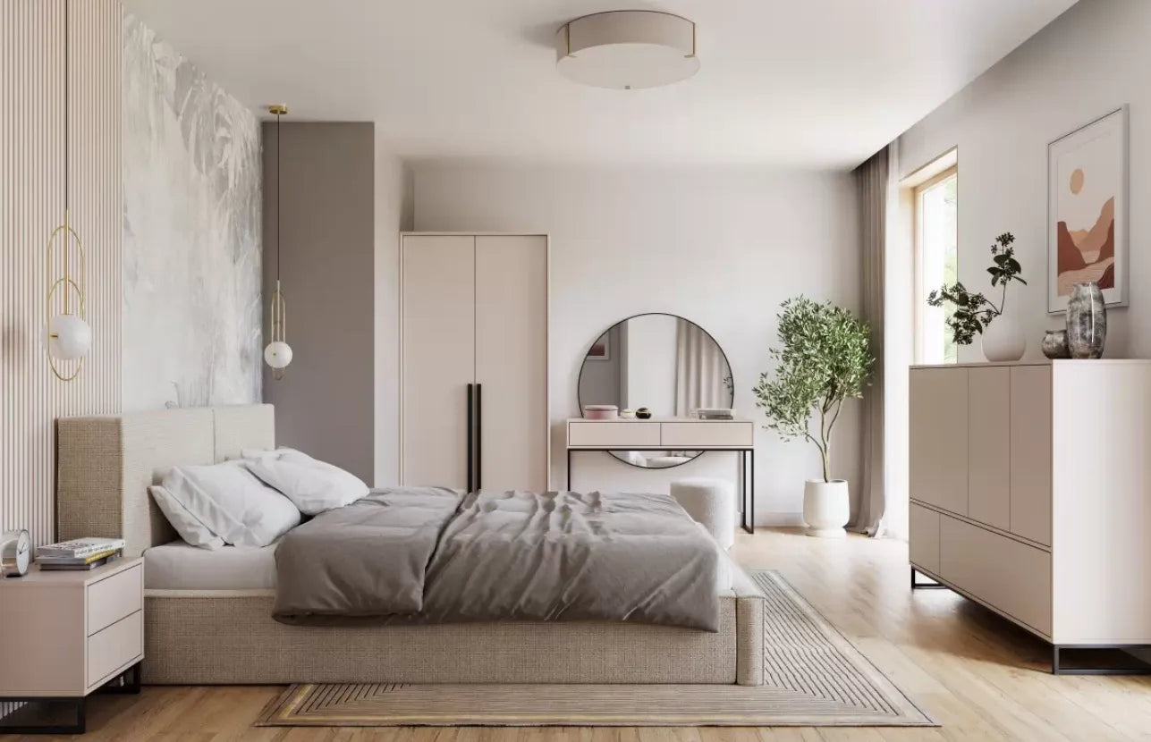 Szafka nocna Genua beż piaskowy metalowy stelaż