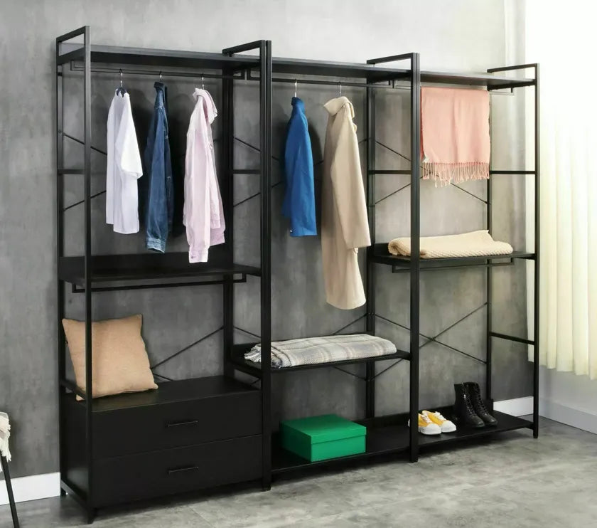 Regał Rin wysoki garderoba szuflady wieszak