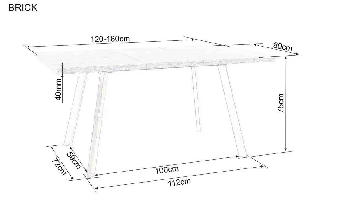 Stół Brick dąb artisan czarne nogi 120x80