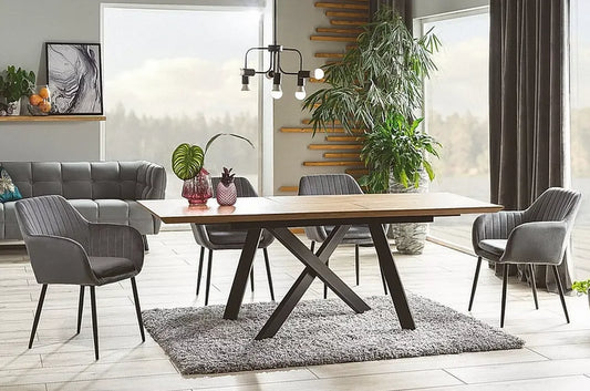 Stół Capitol dąb rozkładany czarny stelaż 160x90