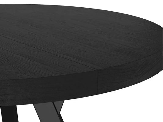 Stół Elliot rozkładany okrągły czarny metalowe nogi