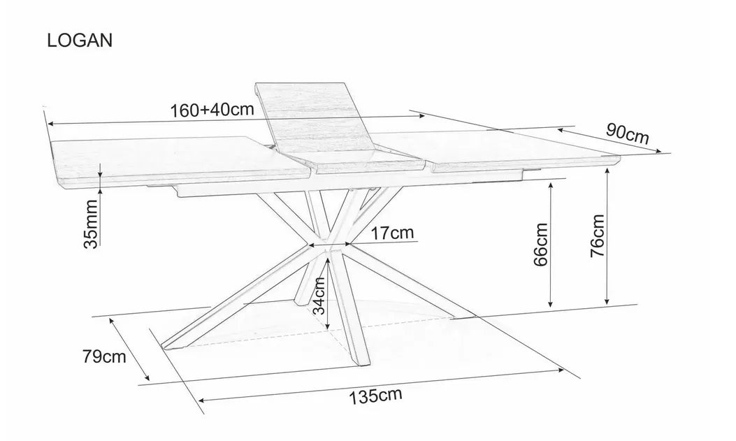 Stół Logan rozkładany dąb 160x90