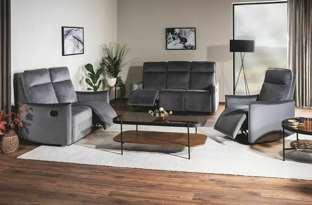 Sofa Travis rozkładana 2-osobowa velvet szara