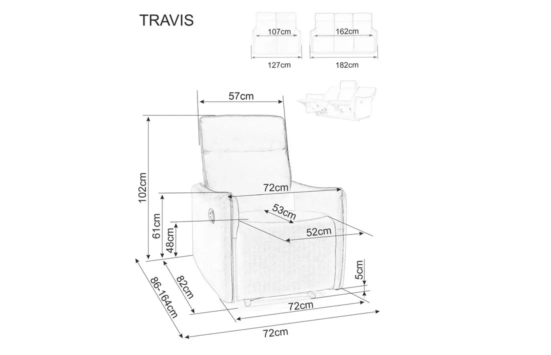 Fotel Travis rozkładany szary velvet