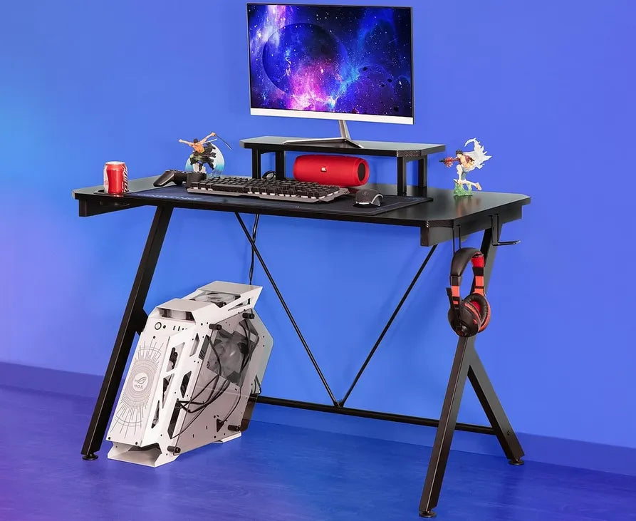 Biurko Game czarne nadstawka gamingowe czerwień