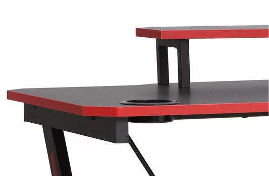 Biurko Game czarne nadstawka gamingowe czerwień