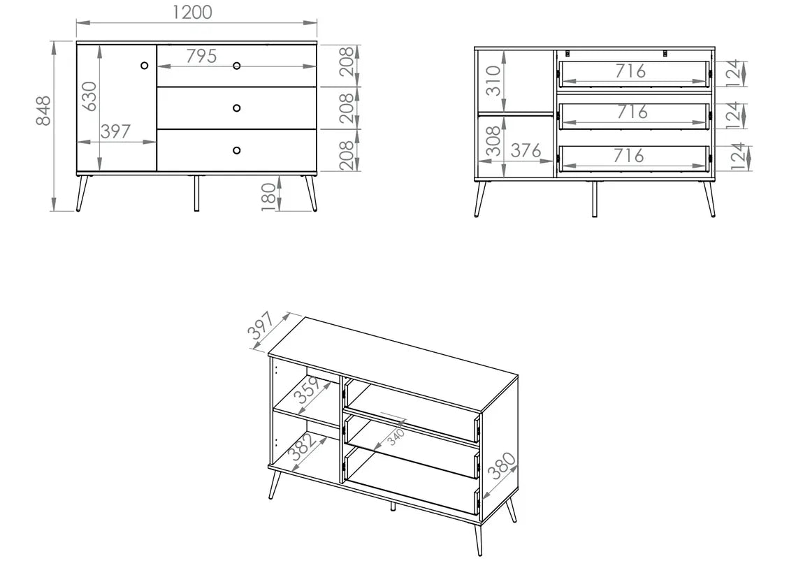 Komoda Manama 120 kaszmir złote nóżki