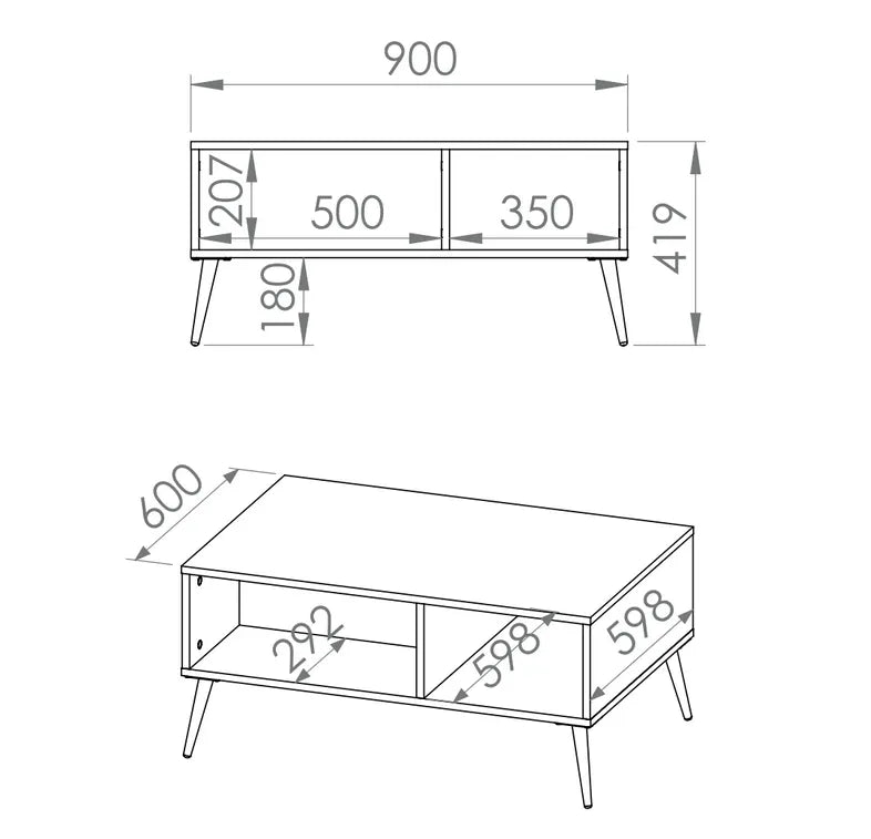 Stolik kawowy Manama kaszmir półki złote nóżki