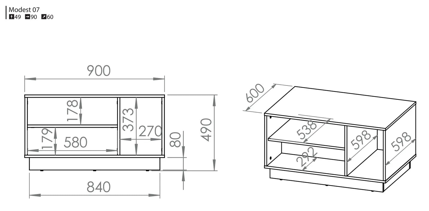 Stolik kawowy Modesto dąb półki