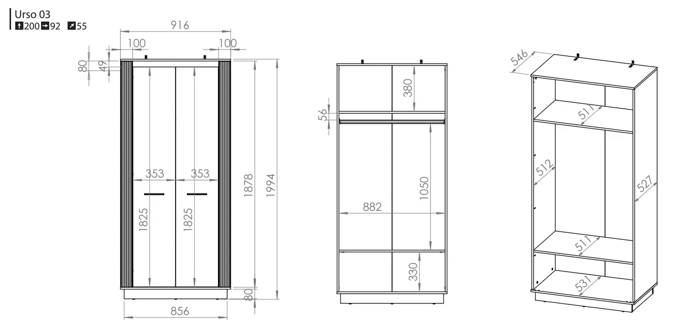 Szafa Urso dwudrzwiowa dąb craft