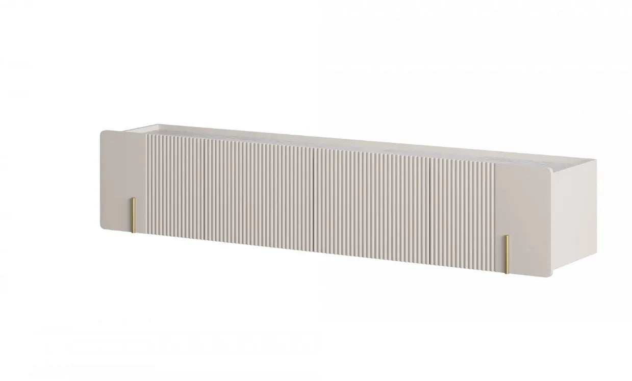 Szafka RTV Malmi 200 cm wisząca - kaszmir / crema bianca / złoty