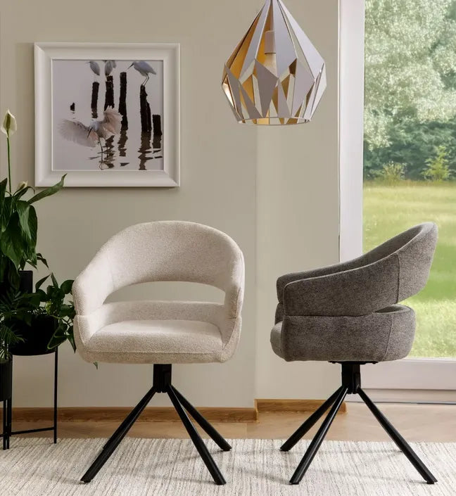 Krzesło Borgo Raven kremowe szenil obrotowe