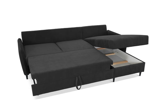 Narożnik Milo uni sztruks czarny nowoczesny