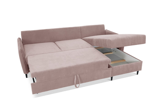 Narożnik Milo uni pudrowy róż sztruks