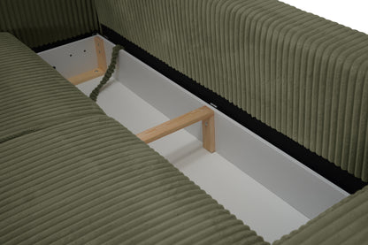 Sofa Arosa – miękka, sztruksowa, oliwkowa