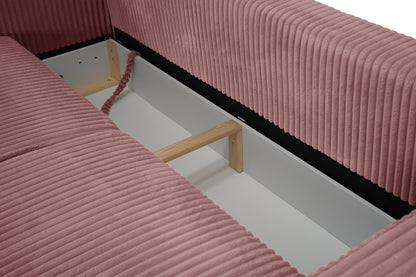 Sofa Arosa – miękka, sztruksowa, różowa
