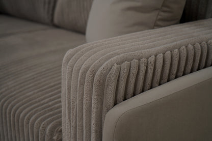 Sofa Arosa – miękka, sztruksowa, beżowa