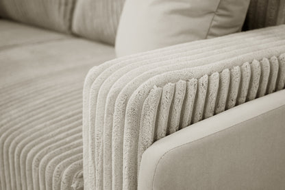Sofa Arosa – miękka, sztruksowa, kremowa